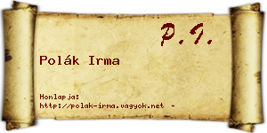 Polák Irma névjegykártya